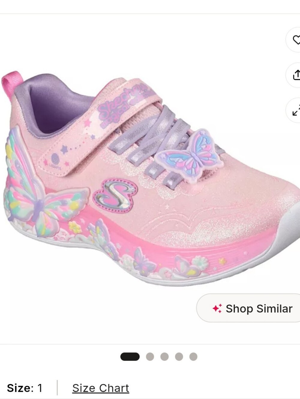 NWT Skechers Girls Pink Butterfly Light-Up Slip-On Sneakers Size 11